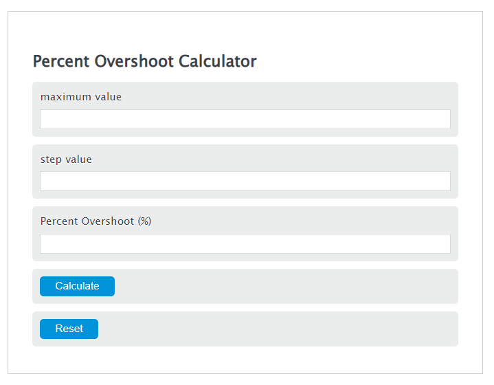 percent overshoot calculator
