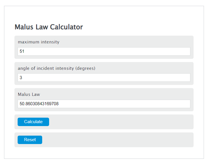 malus law calculator