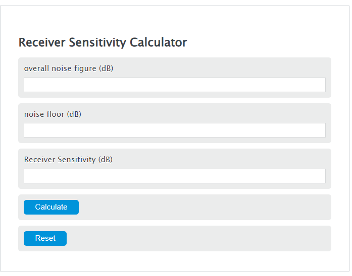 receiver sensitivity calculator