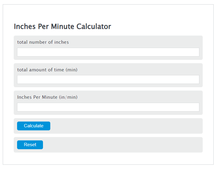inches per minute calculator