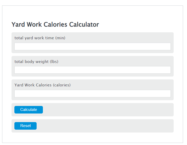 yard work calories calculator