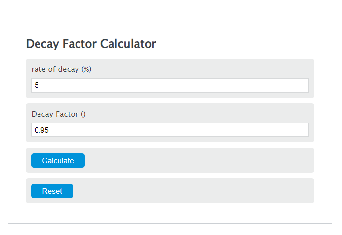 decay factor calculator