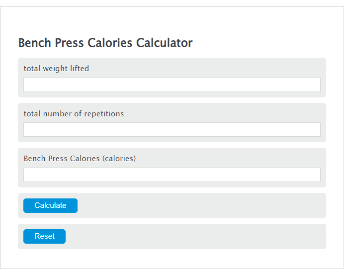 bench press calories calculator