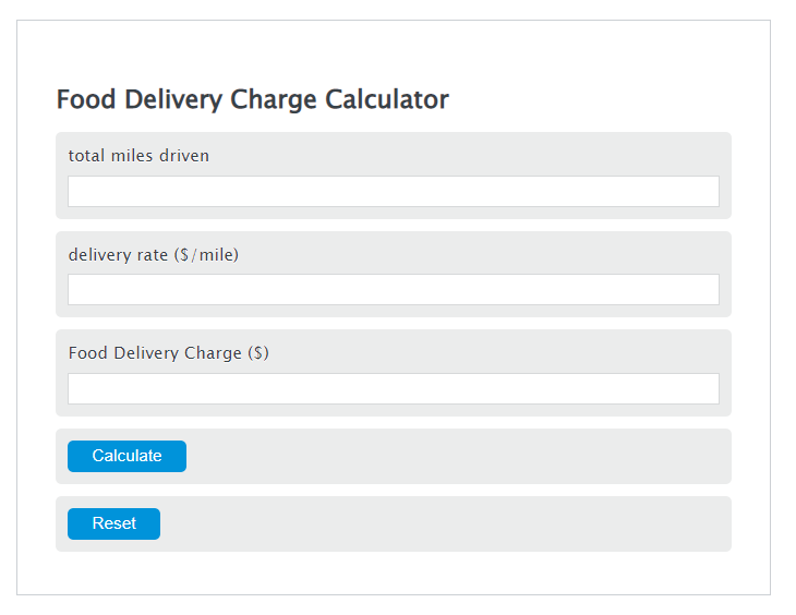 food delivery charge calculator