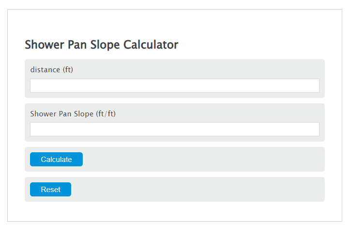shower pan slope calculator