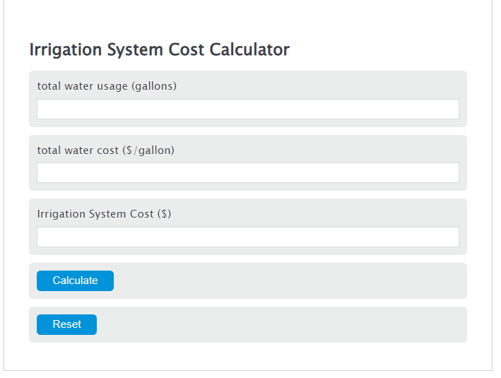 irrigation system cost calculator
