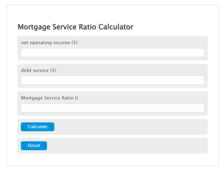 mortgage service ratio calculator