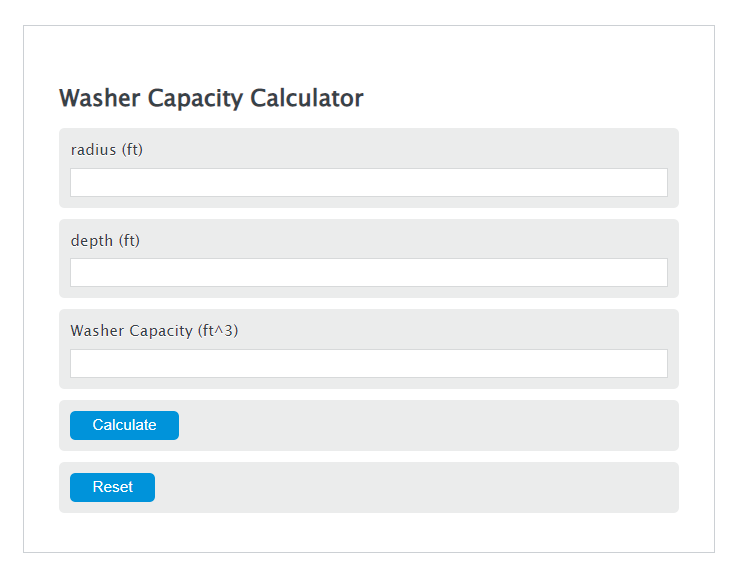 washer capacity calculator