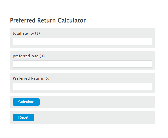 preferred return calculator