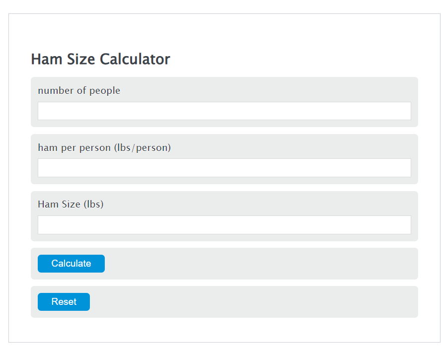ham size calculator