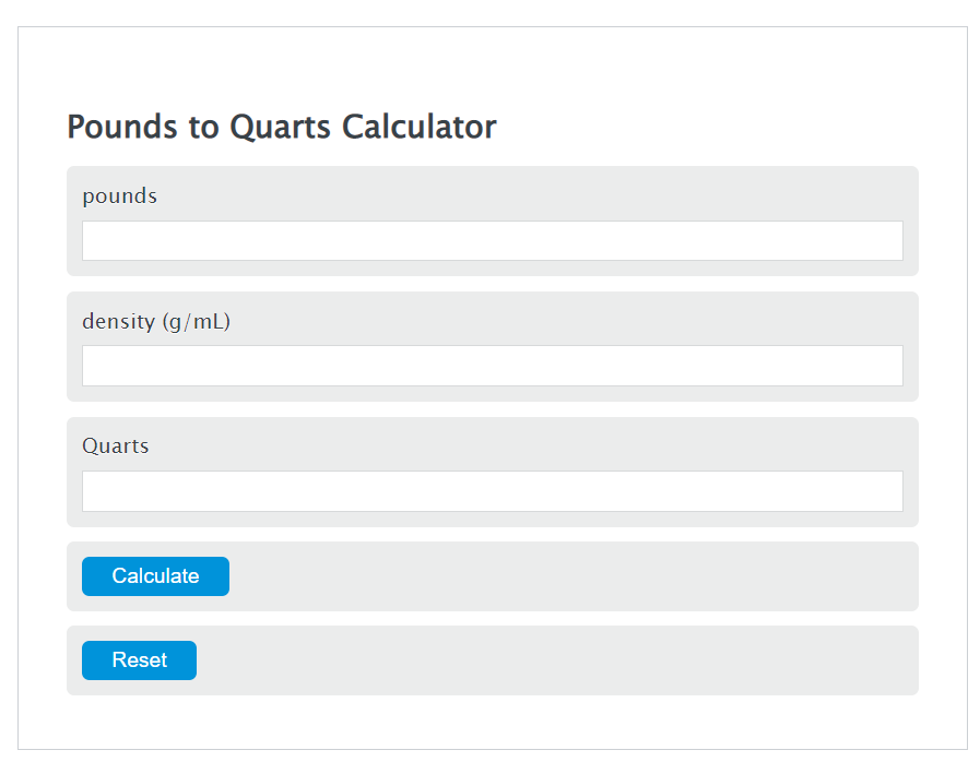 pounds to quarts calculator