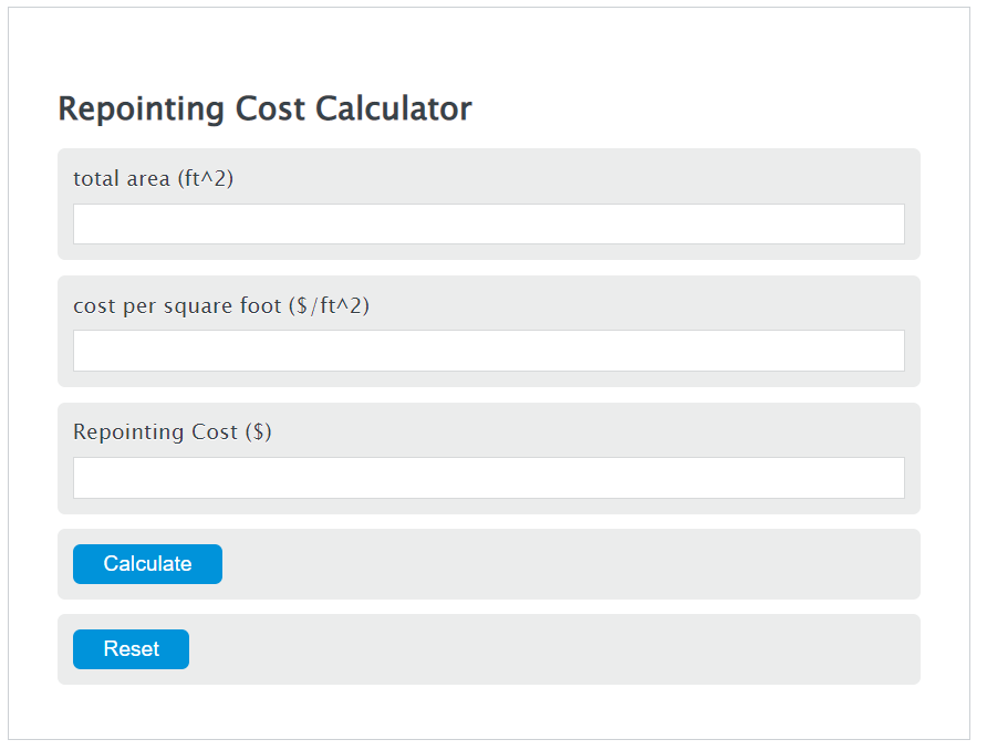 repointing cost calculator