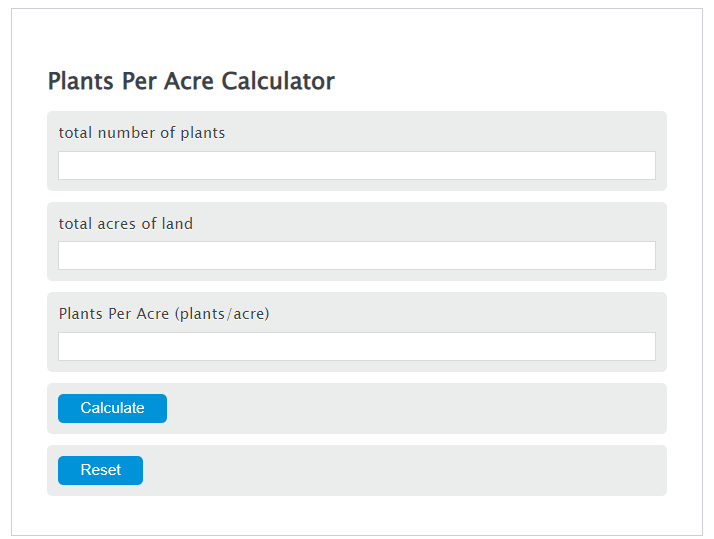 Plants per acre calculator