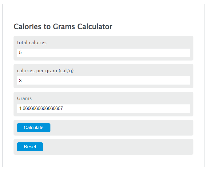 calories to grams calculator