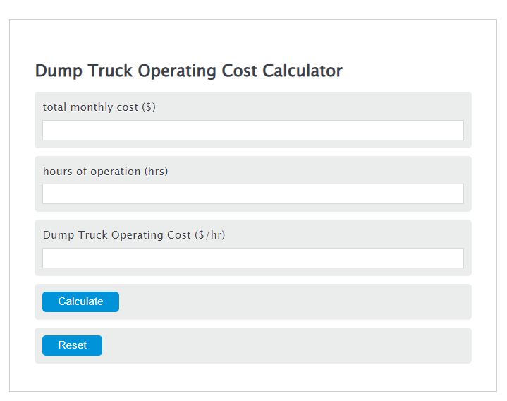 dump truck operating cost calculator