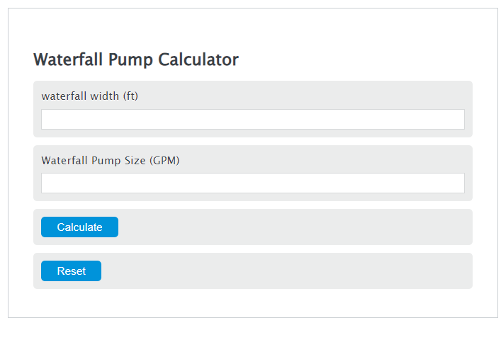 waterfall pump calculator