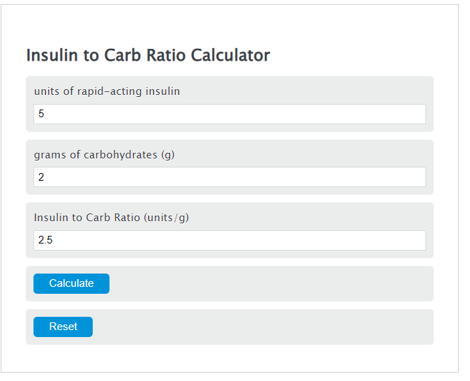 insulin to carb ratio calculator