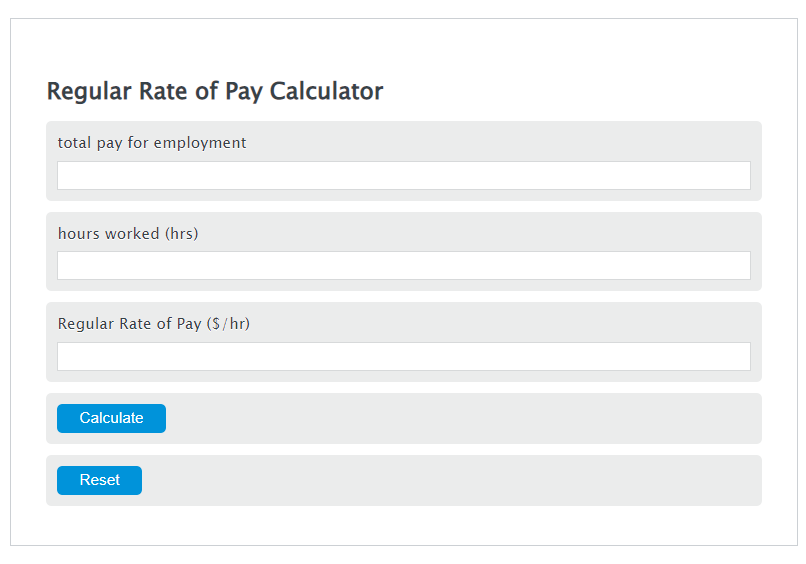regular rate of pay calculator