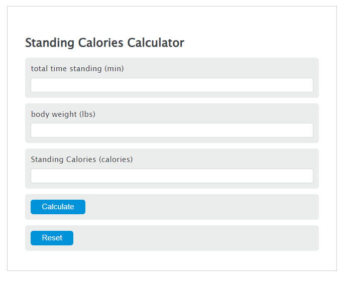 standing calories calculator