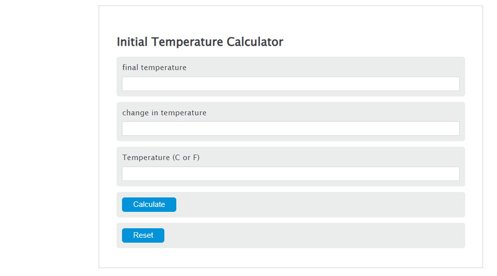 initial temperature calculator