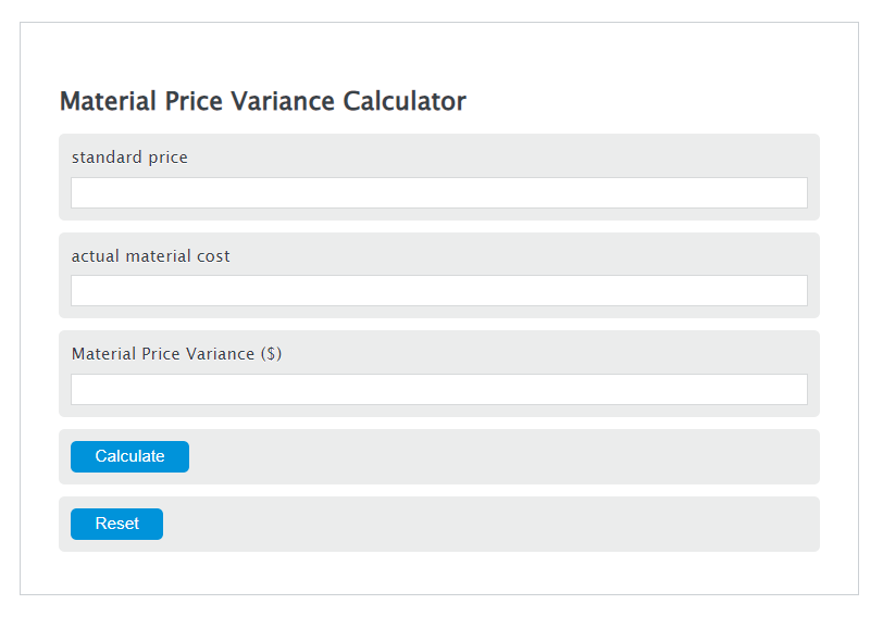 material price variance calculator
