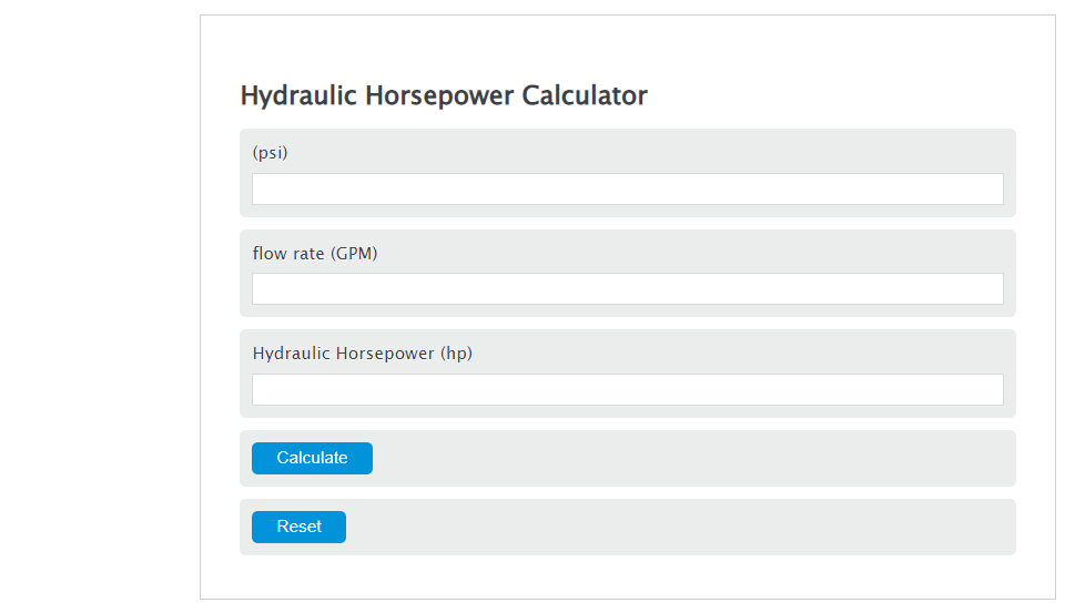 hydraulic horsepower calculator