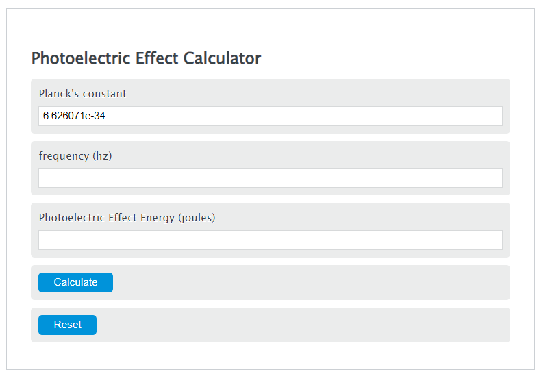 photoelectric effect calculator
