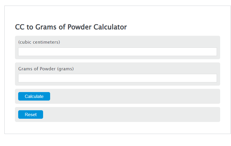 cc to grams of powder calculator