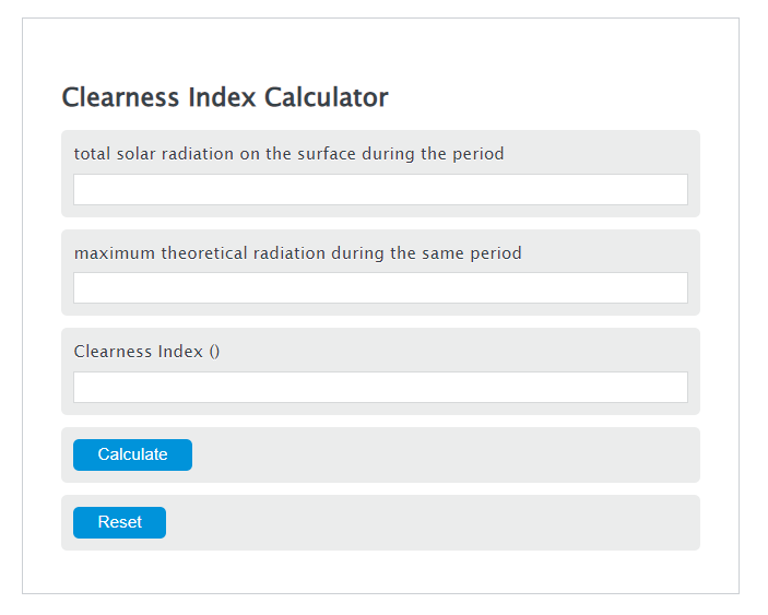 clearness index calculator