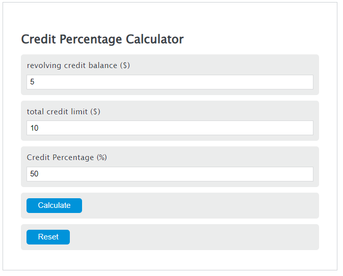 credit percentage calculator