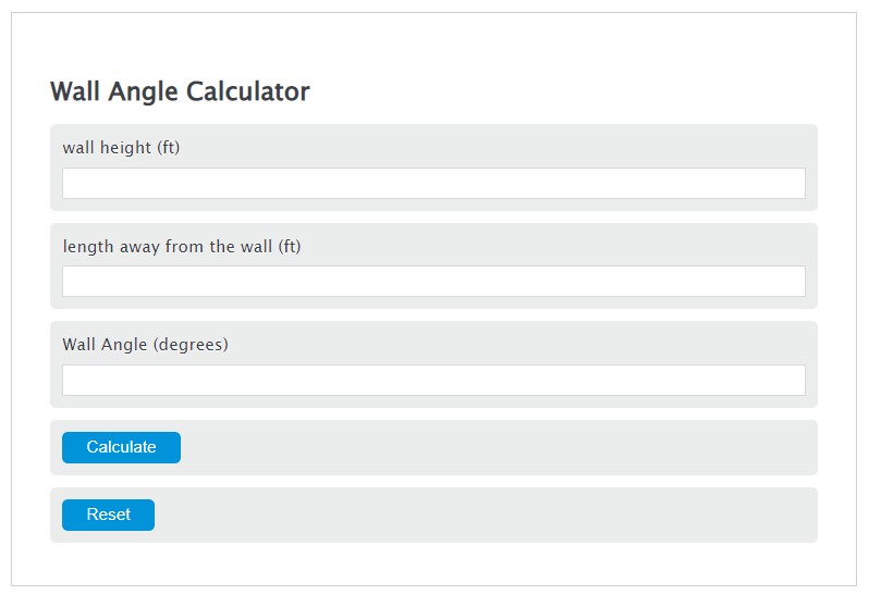 wall angle calculator