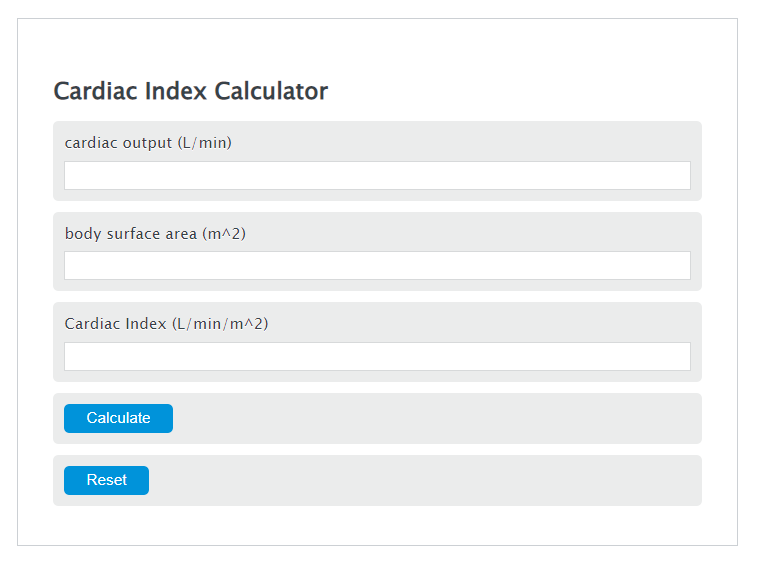 cardiac index calculator