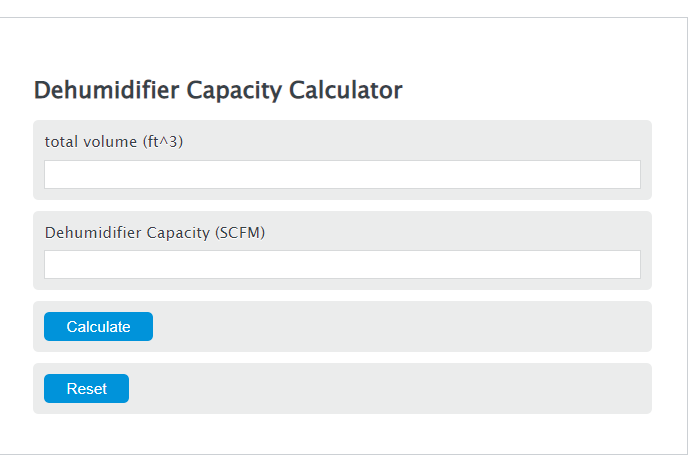 dehumidifier capacity calculator