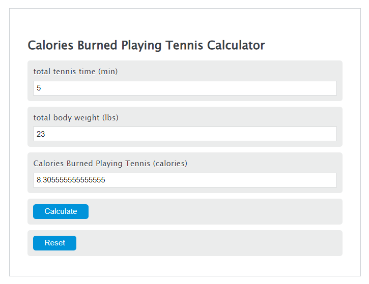 calories burned playing tennis calculator