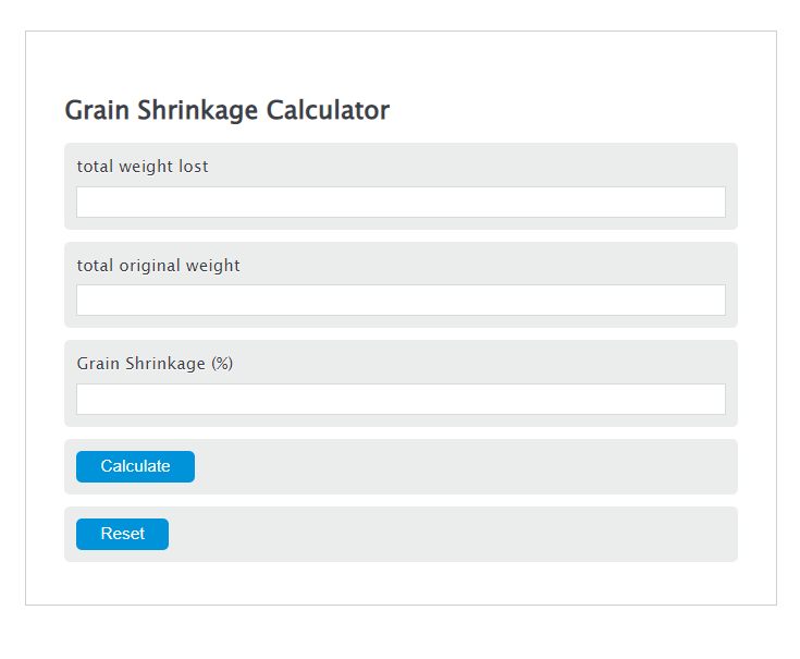 grain shrinkage calculator