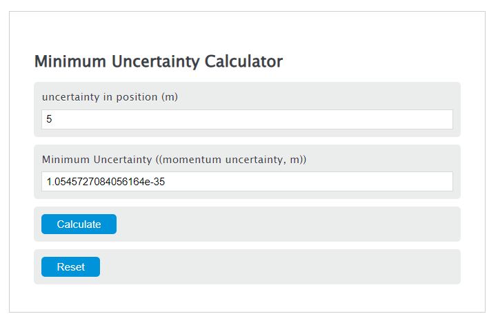 minimum uncertainty calculator