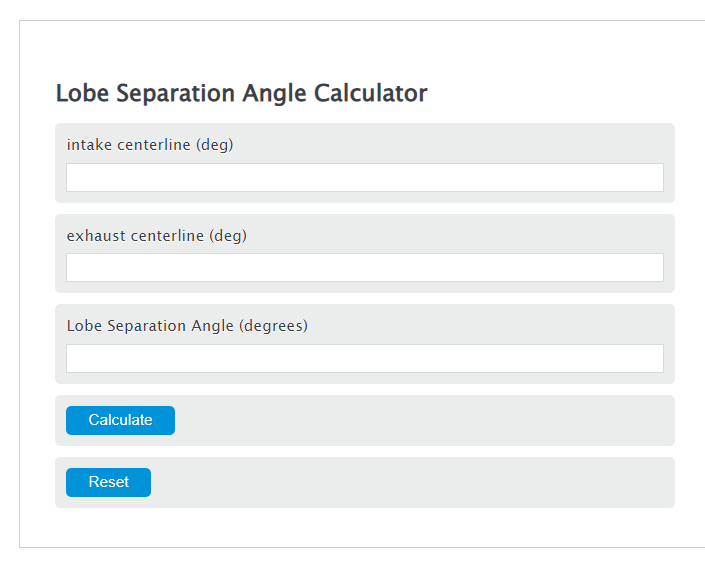 lobe separation angle calculator