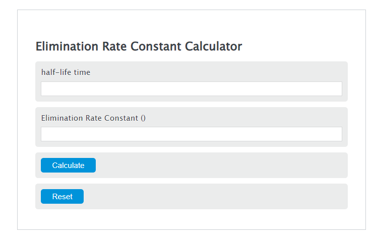 elimination rate constant calculator