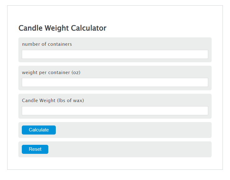 candle weight calculator