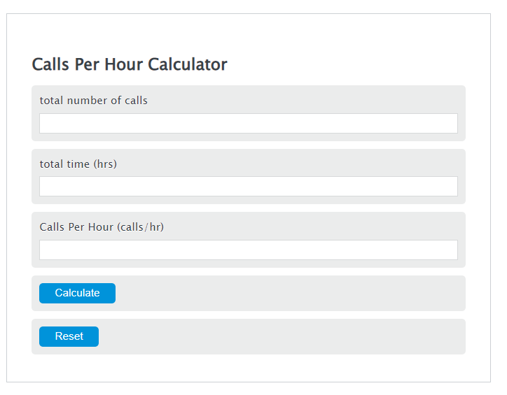 calls per hour calculator