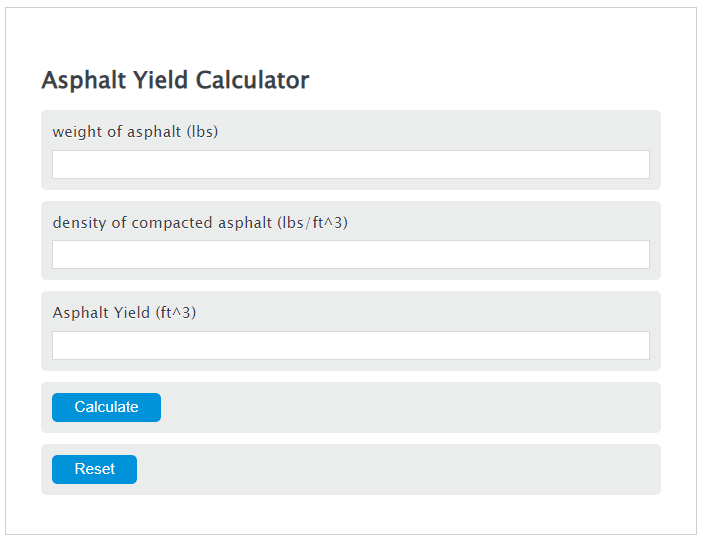 asphalt yield calculator