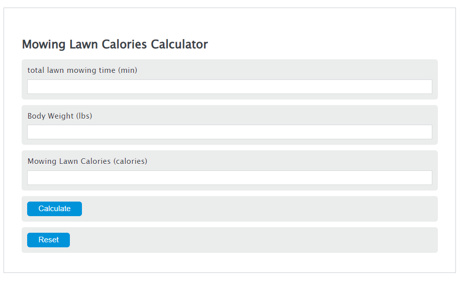 mowing lawn calories calculator