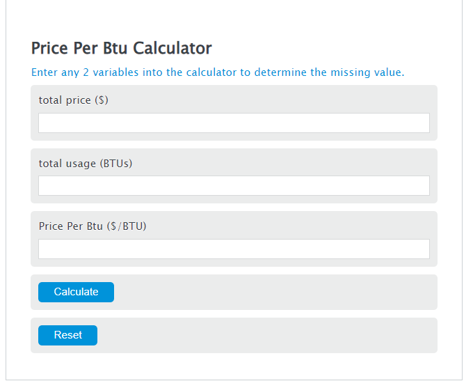 price per btu calculator