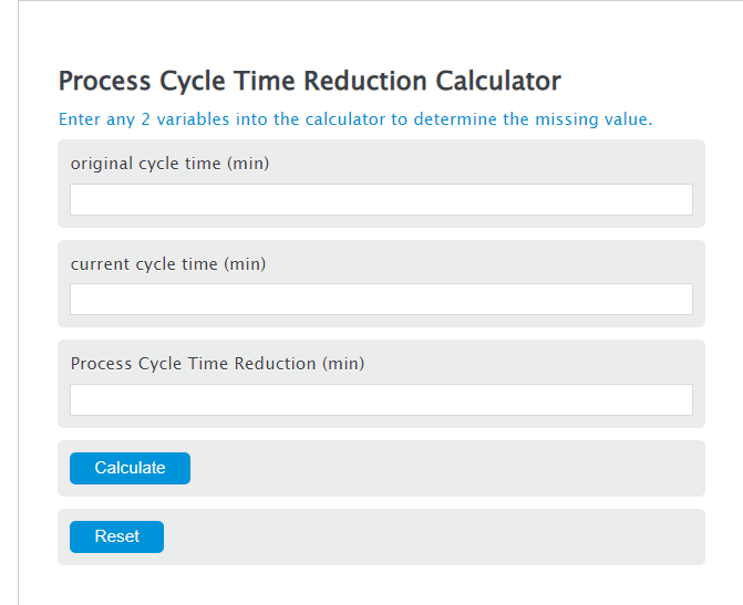 process cycle time reduction calculator