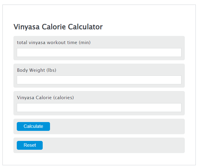 vinyasa calories calculator