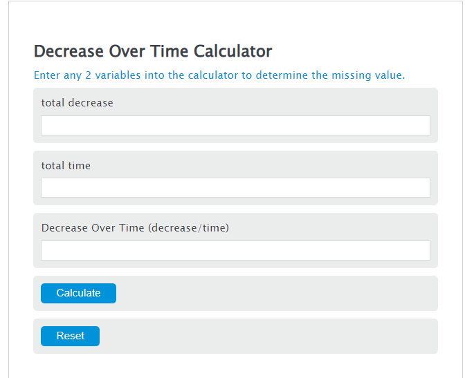 decrease over time calculator