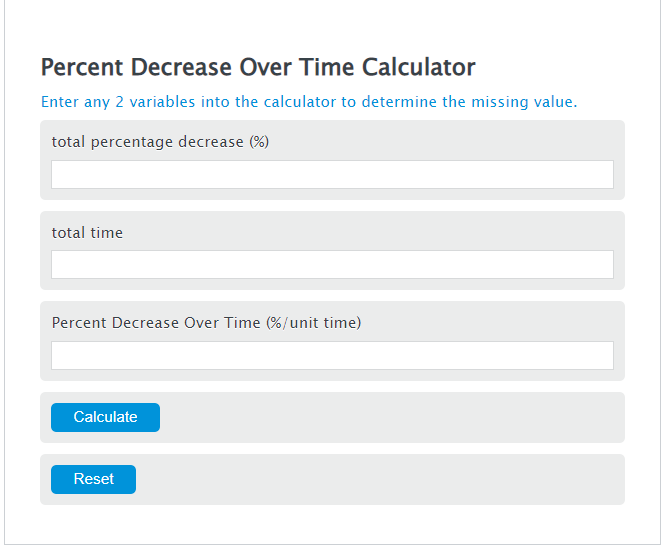 percent decrease over time calculator
