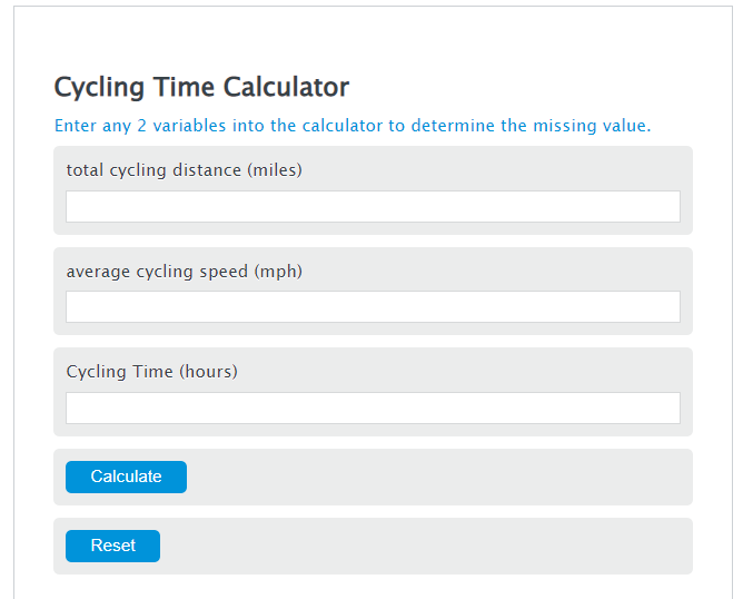 cycling time calculator