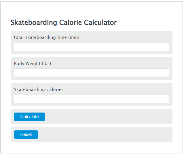 skateboarding calories calculator