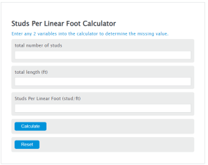 Studs Per Linear Foot Calculator - Calculator Academy